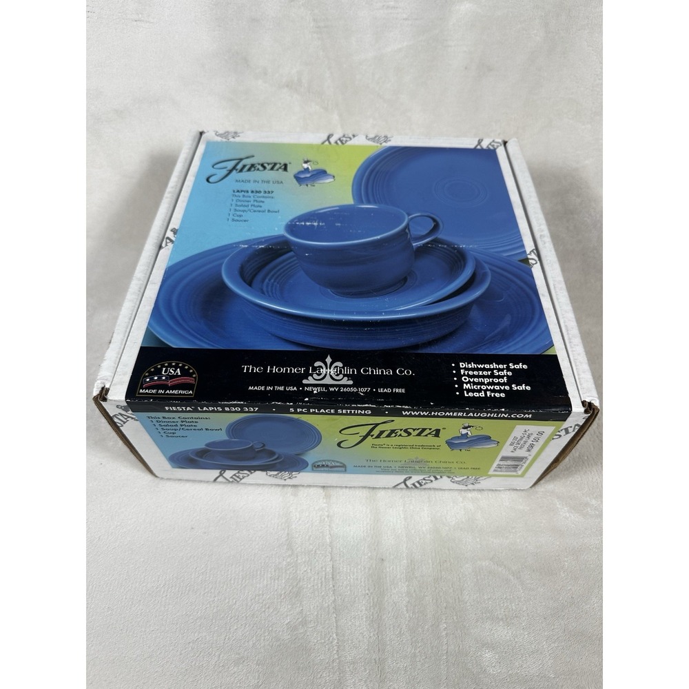 Fiesta Ware Lapis Blue 5-Piece Setting NOS Fiestaware Homer Laughlin 830 337
